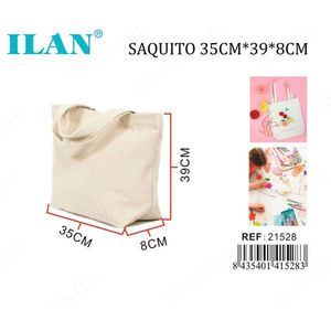 Borsa tote in tela Ilan 35x39x8 cm, colore naturale, per lo shopping femminile - Product Image 1