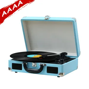 Professional 45RPM Adapter Suitcase 3 Speed Turntabel Vinyl Record Player With Built In Speaker BT