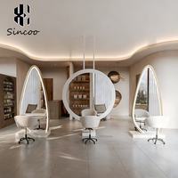 Miroir de Coiffeur Mural Portable Irrégulier Double Face en Verre avec Éclairage LED pour Salon de Coiffure et Hôtel - Vente en Gros