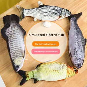 Offre Spéciale réaliste électrique sautant poisson jouet <span class=keywords><strong>Tiktok</strong></span> Style dessin animé poisson avec cataire célébrité poisson jouet USB - Product Image 1