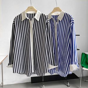 2023 autunno autunno OEM produttore Fashion Office elegante cotone Plus Size camicia coreana camicetta da donna <span class=keywords><strong>blu</strong></span> <span class=keywords><strong>e</strong></span> <span class=keywords><strong>bianca</strong></span> pura - Product Image 1