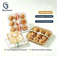 Emballage en blister personnalisé en PET recyclable jetable de 1 mm d'épaisseur, boîte à gâteau transparente avec couvercle en dôme, présentoir de boulangerie, protection optimale, qualité alimentaire CE