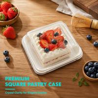 Boîte à dessert carrée en plastique PET transparent pour sandwichs, brownies, emballage à emporter pour boulangerie, usage unique