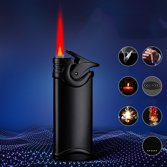 New Metal Jet Lighter Bulk Gilded Adjustable Card Red Flame Lighter Wholesale Novelty Lighters