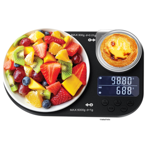 Báscula de Cocina con Precisión de 0.1g/1g, Conversión Multiunidad, <span class=keywords><strong>Plataforma</strong></span> Doble de 300g/5kg, Digital de Acero Inoxidable - Product Image 1