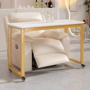 Mesa de Manicura Moderna con Silla Reclinable, Estructura Metálica, Estación de Trabajo Rodante para Salón, Muebles de Estudio de Belleza Estilo Japonés - Product Image 1