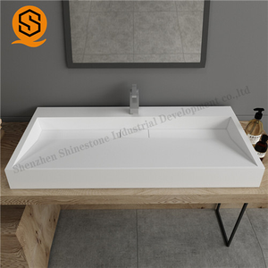 Lavabo de lavage à main mural blanc mat, en acrylique solide à surface solide, à poser sur le comptoir, prix d'usine - Product Image 6