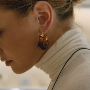 Conjunto de Joyería de Resina Ámbar, Aretes Geométricos Irregulares, Joyería de Moda para Mujer, Acero Inoxidable - Product Image 4