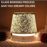 Lampe de nuit rétractable de luxe abordable avec contrôle tactile BSCI FAMA, abat-jour en mosaïque argentée, LED décorative pour chevet, cadeau
