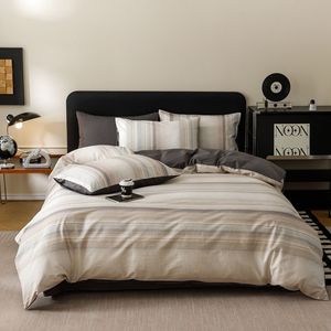 Juego de Ropa de Cama de Algodón 100% con Rayas Geométricas, Estilo Nórdico, Juego de Funda Nórdica para las Cuatro Estaciones, para el Hogar, Dormitorio, Hotel - Product Image 4