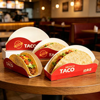 Boîte jetable personnalisée en papier kraft alimentaire résistant à la graisse pour tortillas mexicaines croustillantes, idéale pour la restauration et la vente à emporter