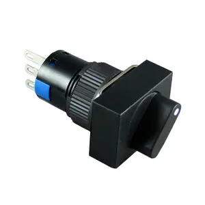 Retângulo 16mm IP40 Self-locking 3 posição único pólo 3 pin Interruptor Rotativo