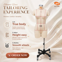 JUN MEI Mannequin de couture durable, ajustable, sans tête, pour le haut du corps, en fibre de verre avec mousse à mémoire de forme, sans craquelures, pour tailleur