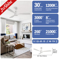 Ventilateur de plafond décoratif 1stshine en bois massif, style contemporain, à économie d'énergie, avec un flux d'air puissant et une lumière intégrée
