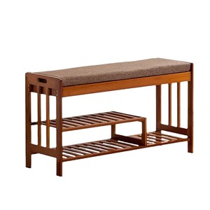 Bamboo Shoe Changing Stool With <b>Cushioned</b> Bench And <b>Storage</b> Rack 90X30X50 Cm For Entryway Use - Product Image 5