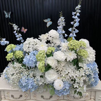 Susunan Bunga Delphinium Biru Putih Buatan PPS, Panjang 90cm, untuk Dekorasi Pernikahan