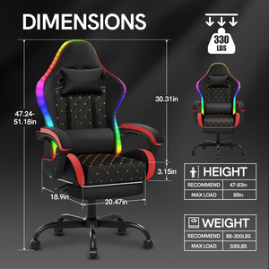 Ajunion RGB chơi game ghế LED chiếu sáng hệ thống máy tính ghế điều khiển từ xa hoạt động bàn ghế năng động chơi game bầu không khí Màu Đỏ - Product Image 3