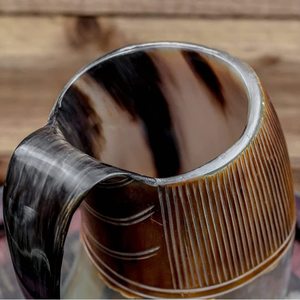 Mug à boire en corne naturelle fait à la main pour la bière, le miel, l'ale et le vin, mug à boire en corne authentique, artisanal, style rustique viking - Product Image 2