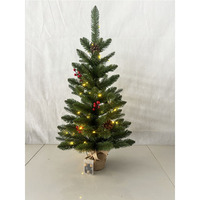 Sapin de Noël de table 24/36 pouces avec base en béton et enveloppe en toile de jute, faible MOQ, sapin de Noël en PVC économique avec décorations