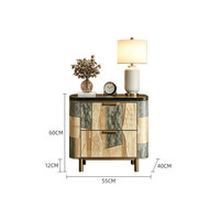 Table de chevet de luxe italienne, armoire sculptée en patchwork artistique, table de rangement moderne pour chambre à coucher