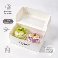 Boîte à gâteau mousse pliable écologique 2 tasses, personnalisable avec logo, contenant en papier multicolore pour desserts, emballage cadeau pour boulangerie