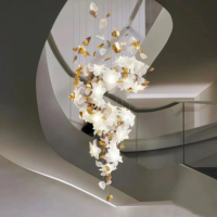 Lampe décorative en forme de fleur faite à la main JYLIGHTING, lustre en verre pour hall d'entrée et escalier, luminaire suspendu