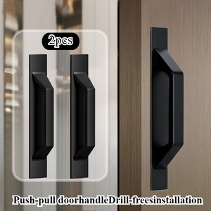 Lot de 2 poignées auto-adhésives pour portes coulissantes, sans perçage, design industriel moderne, finition huilée, pour meubles et portes en verre - Product Image 2