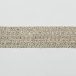 Bordure de dentelle de ruban au crochet en coton beige de 50mm de large personnalisée pour la décoration de vêtement