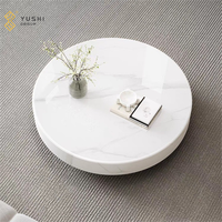 Table basse ovale de style crème moderne haut de gamme du groupe Yushi, petite configuration, marbre poli pour utilisation hôtelière
