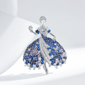 ZX Europe America Elegance Charming Achieving Stars Girl Accessories Pin Full Diamond Ballet Dancer Brooch Overcoat Coat Gift - Product Image 2