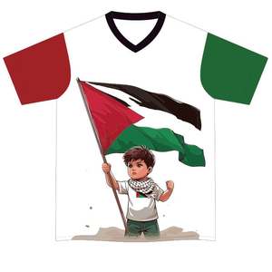 Camiseta de Fútbol de Palestina con Diseño Personalizado, 100% Poliéster, Cuello en V, Unisex para Adultos, JISTAR OEM y ODM, Impresión Digital - Product Image 3