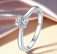 Bague de fiançailles OUGEPHELI pour enfants en moissanite S925, 1 carat, sertie pavé, bijoux classiques