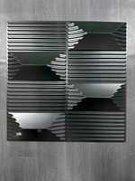 Panneau mural 3D en PVC noir et blanc, imperméable, pour décoration intérieure de restaurant, vente en gros, 50x50cm, DIY