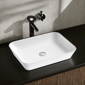 Lavabo de Cerámica Blanco Moderno para Baño, de un Solo Orificio, para Montar en Encimera, Modelo Gunies 1469, 3 Años de Garantía - Product Image 6