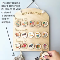 Tableau de responsabilités quotidiennes personnalisé pour enfants, carte de rythme, calendrier visuel en bois, cadeau en bois, décoration murale