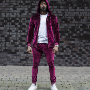 Logo personnalisé 2 pièces velours survêtement pour hommes nouvelle saison à manches longues écologique séchage rapide léger vente en gros Active bas - Product Image 5