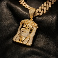 Pendentif Portrait Rétro Hip Hop en Argent S925 avec Moissanite VVS Joker Party Longueur 89,15 mm Largeur 48,42 mm