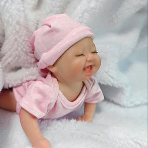 8 Zoll lebensechte Neugeborene Baby Ganzkörper Silikon Reborn Baby puppe Süße Mini puppen Schöne lächelnde Gesicht Kleinkind Bebe Puppe - Product Image 1