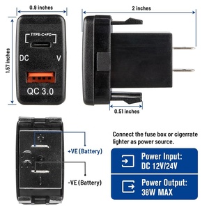 Prise de chargeur de voiture à chargement rapide 2 ports QC 3.0 PD 30W pour TOYOTA Car Viechles - Product Image 2