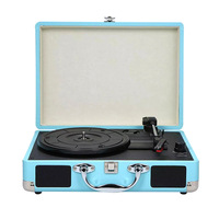 Design de mode personnalisé pour 3 vitesses LP lecteur de vinyle électrique moderne Gramophone platine bleu Portable