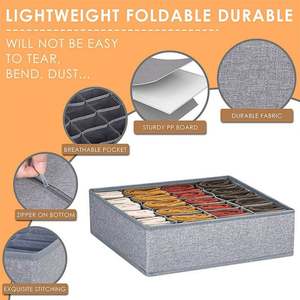 3 Pack <b>Drawer</b> Fabric Foldable Cabinet Closet Organizers Ties Sock Underwear Organizer Dividers Storage Boxes for Socks Underwear - Product Image 2