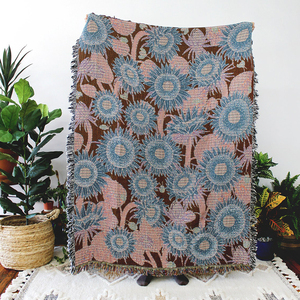 Couverture tissée de tapisserie de tournesols et de coccinelles de style bohème à motifs floraux multicolores à bas <span class=keywords><strong>prix</strong></span> - Product Image 2