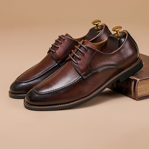 Chaussures en cuir pour hommes, en cuir véritable, décontractées, à lacets, style britannique, Oxfords, basses, respirantes - Product Image 3