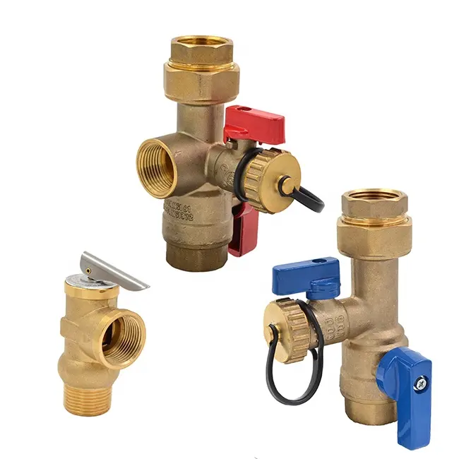 3/4 inch Lead Free water heater service valve kit with pressure relief valve