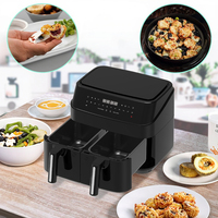 Friteuse à air électrique numérique double porte 5L en plastique, avec 2 paniers, cuisson saine antiadhésive pour usage domestique et hôtelier