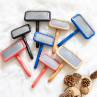 Brosse à poils pour chat en bois avec logo personnalisé de qualité supérieure, brosse lissante pour toilettage des animaux domestiques