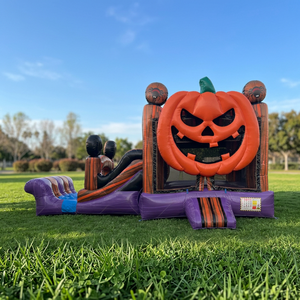 Château gonflable citrouille avec toboggan, château gonflable <span class=keywords><strong>d</strong></span>'Halloween avec toboggan, combo château gonflable Jack O'Lantern pour <span class=keywords><strong>location</strong></span> événementielle - Product Image 1