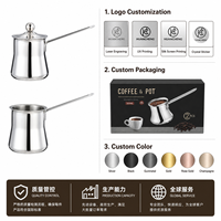 Cafetière turque en acier inoxydable épaissi HC Factory Direct, Cezve Moka Pot 250-720ml, manche long avec couvercle, vente en gros, personnalisable