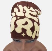 Bonnet d'hiver jacquard tricoté de haute qualité, doublure satinée, imprimé, unisexe, avec logo brodé personnalisé