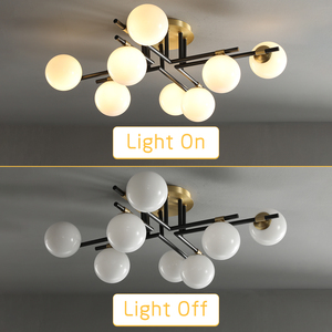 Lampadario <span class=keywords><strong>a</strong></span> Soffitto Moderno in Vetro Stile Americano Retrò, Lampada <span class=keywords><strong>a</strong></span> <span class=keywords><strong>Sospensione</strong></span> LED in Ottone Massiccio <span class=keywords><strong>per</strong></span> Sala da Pranzo e <span class=keywords><strong>Soggiorno</strong></span> - Product Image 3